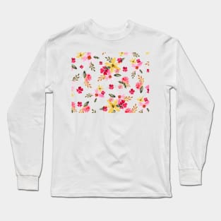 Watercolor Wreath Clipart Floral Pink Blush Long Sleeve T-Shirt